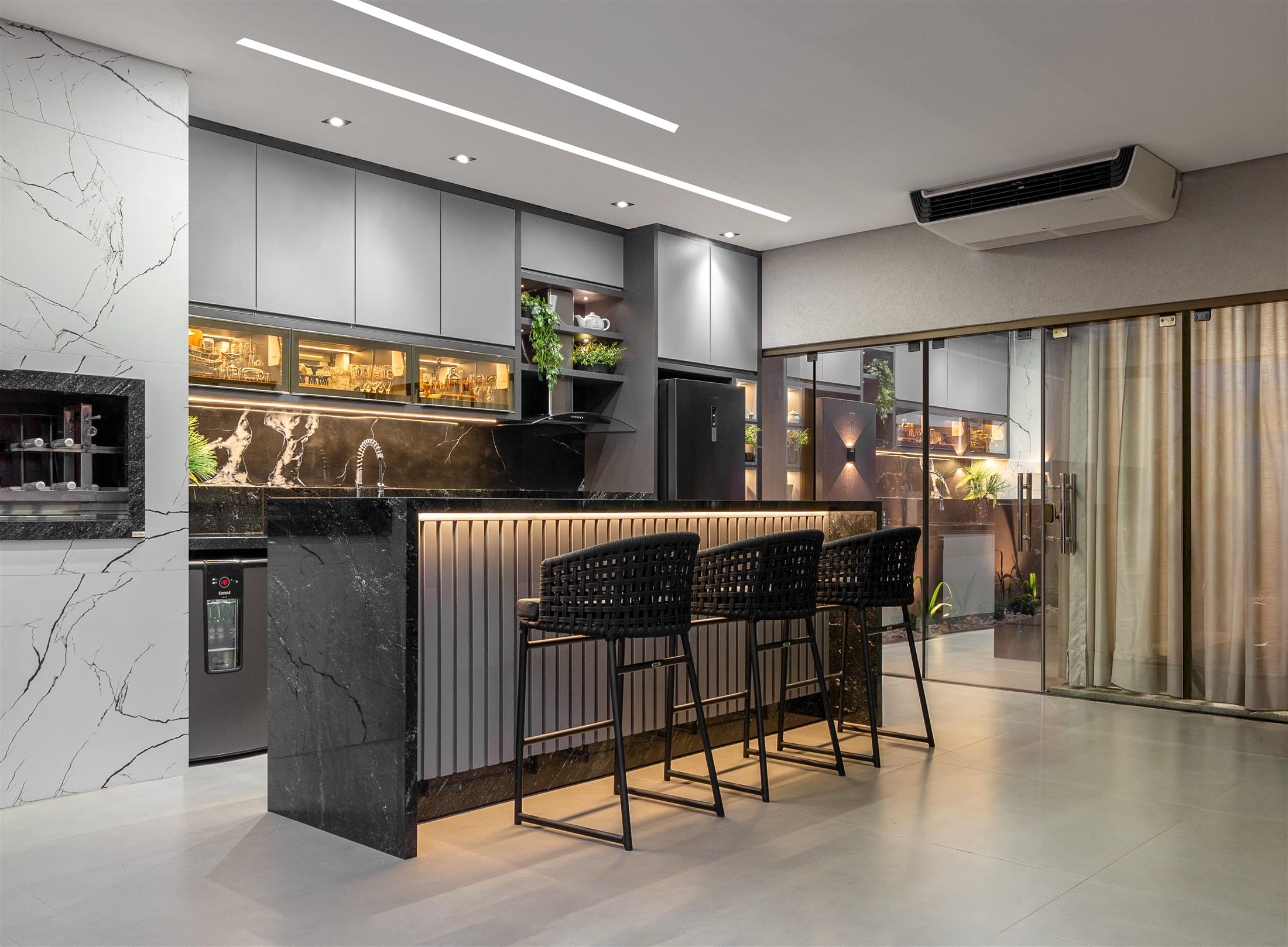 Espaço gourmet contemporâneo projetado pela JN Arquitetura e Interiores